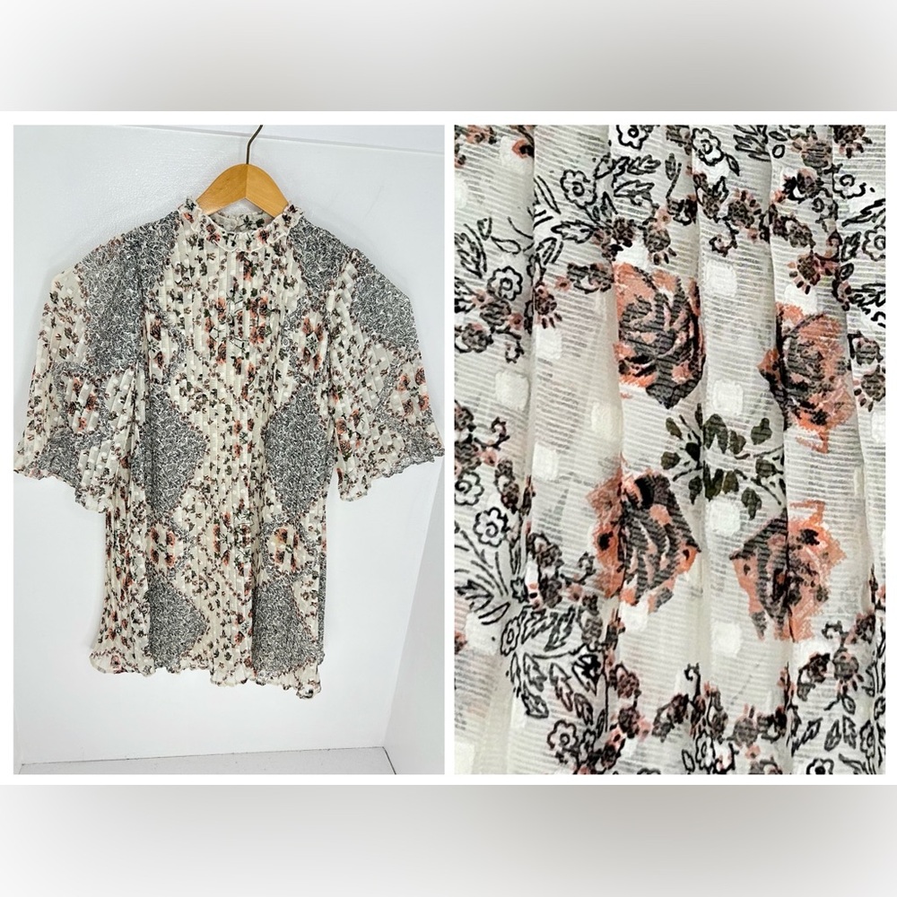 River Island NWT Pleated Dress‎ UK Size 6 (US 2) Floral Feminine Cottagecore NEW
